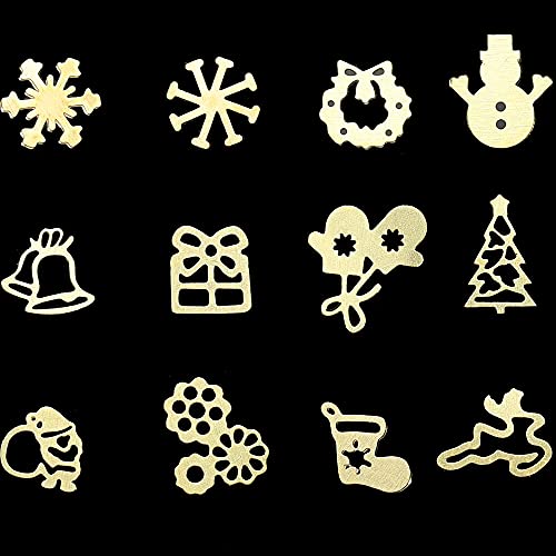 120 компјутери Божиќно злато нокти уметнички шарми нокти сјајни декорации тиква златна 3Д нокти за продолженија на ноктите, материјали за снег,