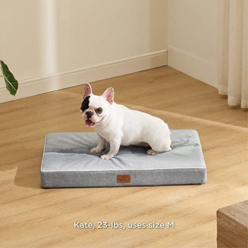 Кревет за меморија од пена за кучиња за средни кучиња - ортопедски водоотпорен кревет за кучиња за гајба со отстранлив капак за