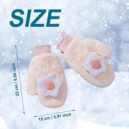 QVKARW нараквици со целосна прсти зимски ракавици за играње на улоги слатки нараквици, плишани топли женски нараквици со полно прстиво ракавици Зимски спортови опрем