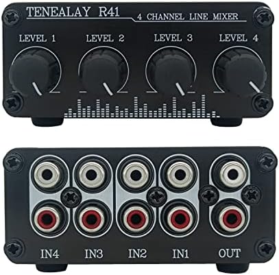Tenealay 4-канален RCA Audio Mixer Stereo Line Control Control Box Mini Passive Mixer R41