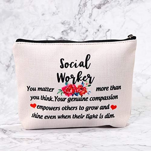 Г2туп Социјален Работник Подарок За Жени Социјален Работник Кариера Благодарност За Работа Патување Шминка Торба Важно Е Повеќе отколку Што Мислите