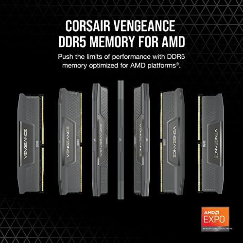 CORSAIR ОДМАЗДА DDR5 RAM МЕМОРИЈА 64GB 6000MHz C40-40-40-77 1.35 V AMD Оптимизирана Компјутерска Меморија Црна