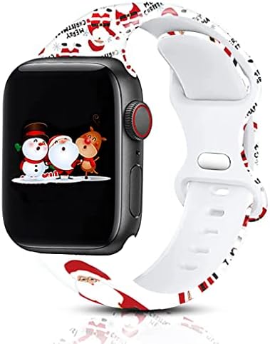 Божиќни часовници компатибилни со Apple Watch 38mm/40mm/41mm, мек силиконски симпатичен Дедо Мраз печатено спортски спортови ленти за безобразни