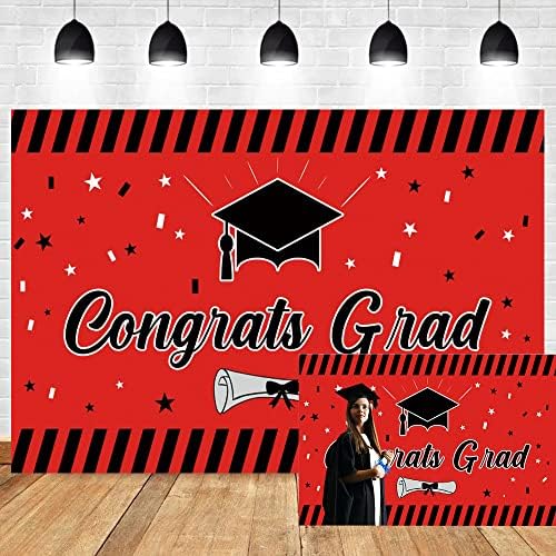 Оерџу 7x5ft Честитки Градска позадина за фотографија Црвена црна црна црна боја 2023 класа дипломирање позадина Диплома капа