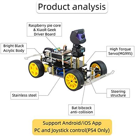Xiaor geek магаре -стартер комплет со отворен извор DIY самостојно возење платформа за мали автомобили Raspberry Pi