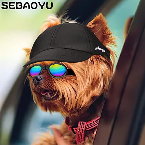 Шапка за кучиња Sebaoyu и очила за сонце лето куче бејзбол капа за миленичиња кученце визир капачиња Sunbonnet облека со дупки за уши кучешки