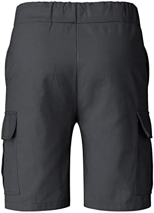 Ymosrh машки шорцеви мода обична цврста боја еластичност на еластичност на џеб, панталони за панталони