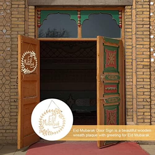 Еид Мубарак знак на врата од муслиманска врата што виси плакета дрвена ислам рамадан добредојде на венци Рамадан Мубарак украси