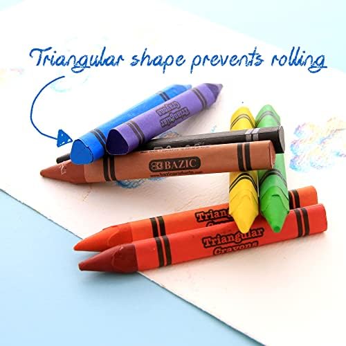 Bazic Crayons Jumbo Triangle 8 Color, Assatered Colors Choin Crayon Set, Non toxic цртање креони за училишна уметност, подарок за детски