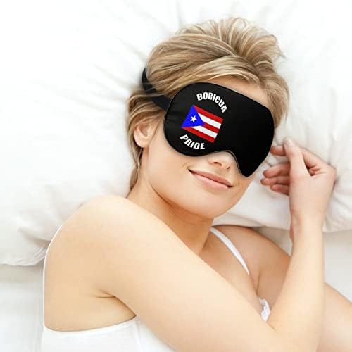 Гроздобер Boricua Pride Poreerto Rican PR Flag Lindfold Mask Sleeping Night Shade Cover Eye Прилагодлив каиш со смешна графика