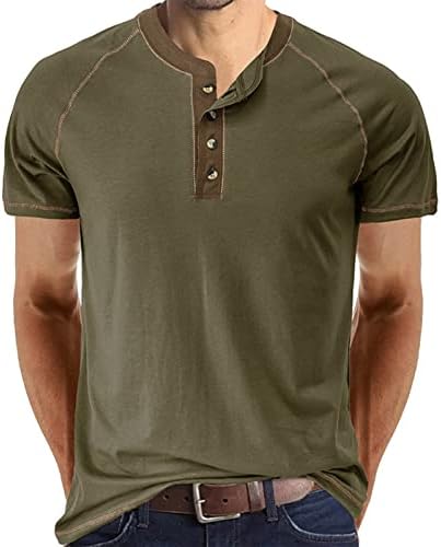 Венкомг1 Менс обични маици, цврсти кошули за вежбање со кратки ракави Основни пулвер лесни кошули со памучни маички