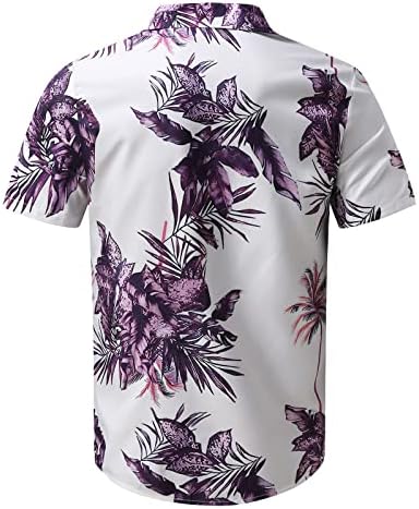 Обична кошула поставена за мажи, 2 парчиња облека за обична копче надолу со кратки ракави маици и шорцеви летни хавајски тренерки