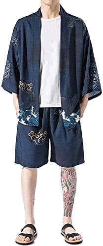 Јапонски кимоно на Хасил, Кимоно одговара седум ракав отворен предниот кардиган со сет на печатена јакна со лесни печати од шорцеви