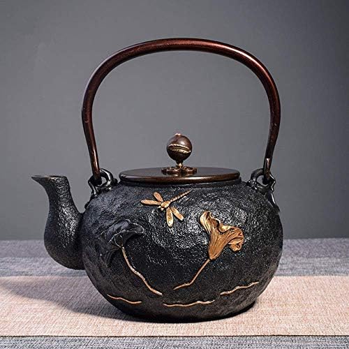 Леано железо чајник од леано железо Јапонски стил чајник со чајник со голем капацитет за домаќинство за кревање тенџере за лабав чај од