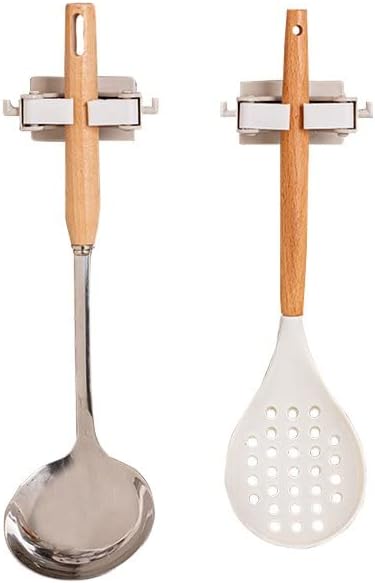Држач за четка и четка, држач за висина на метла, закачалка за монтирање на wallидови за кујна за кујнски бањи, бело