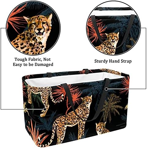 Кошар за еднократно шопинг, африкански леопард преносен преклопен пикник намирници кеси за перење алишта, торба за торба за купување