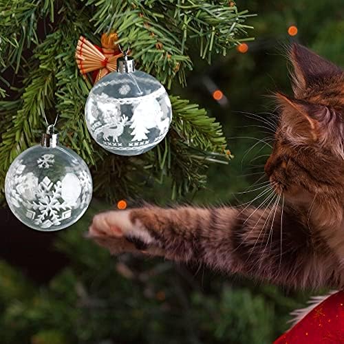30 парчиња чисти украси за Божиќни топка јасно расипувачки украси, чисти украси за новогодишни елки со снегулки што висат Божиќни