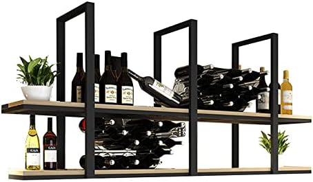 Вино решетката за лавици за лавици за лавици за висечки полици, таванот за монтирање на вино, 2- слој Индустриски гаража за складирање