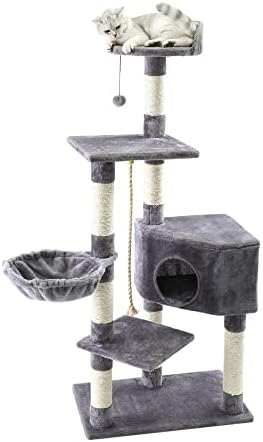 ЛЕПСЈГЦ Мулти-Ниво Мачка Дрво Игра Куќа Алпинист Активност Центар Кула Хамак Кондо Мебел Гребење Пост За Мачиња