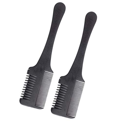 Beaupterty 2pcs двојни страни коса жилет со брич секач за сечење за слабеење фризура за чешлање чешел чешел пластичен чешел за коса