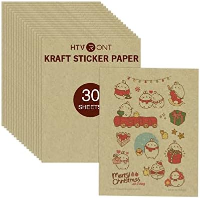 Хартија за налепница Htvront Kraft - 30 чаршафи за хартија за хартија за ласер и печатач, ретро стил на кафеава печатач за печатач за белешки,