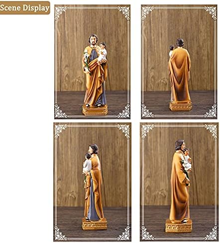 Свети Јосиф со религиозна статуа на детска смола, 8 инчи католички Свети Јосиф фигурини, обоени рачни насликани религиозни подароци,