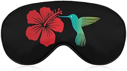 Hummingbird и црвен хибискус цвет за спиење маска за очи мека смешна сенка на очите за очи за очи за очи за спиење маска за патување за патување