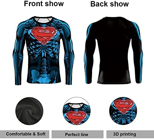Машки кошули за компресија кул атлетски основен слој со долги ракави за осип на растителни кошули вежбање спортски фитнес летни врвови