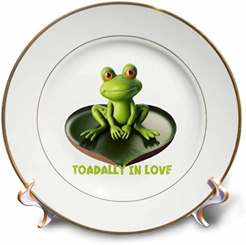 3drose toadally во loveубов Симпатична жаба што седи на подлога за лилјана во форма на срце - плочи