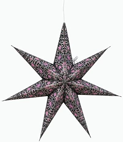 Катедралат А артшац Хартија Фенер Ѕвезда Светлина-7 Точка 16 Инчен-Црна/Розова Со Виолетова/Тиркизна Ткиво Вметнување