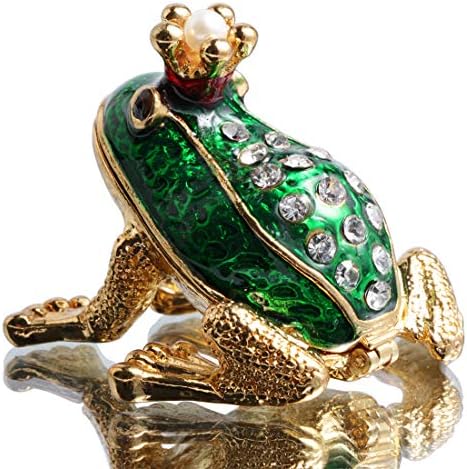 Waltz & F круна жаба со рачно насликана кутија за кутии за животински накит за колекционерски држач за колекционерски прстен