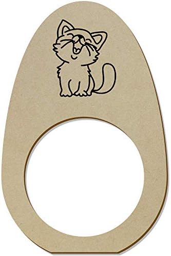 Азиеда 5 x 'Симпатична мачка' дрвени прстени/држачи на салфета