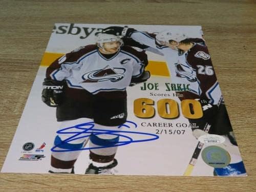 Sakо Сакиќ потпиша Колорадо Лавина 8x10 Фото 600 голови автограмираше JSA COA 1A - автограмирани фотографии од NHL