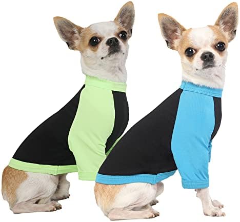 Сихиен куче Брзи суви кошули, лето Раглан лесна празна мала облека, кучиња мачки за сонце заштита xs chihuahua кученце момче девојка, црна/зелена