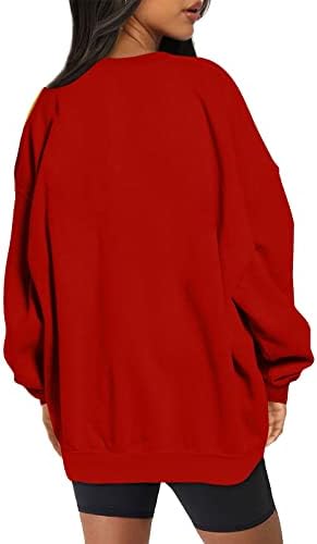 Женски Божиќни кошули печати капка рамо со долги ракави тркалезни џемпери на вратот на горниот дуксер