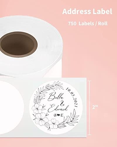 Печатач на Етикети фомемо Со-Бели, Тркалезни Етикети За Термичка Испорака-2, 750 Листови