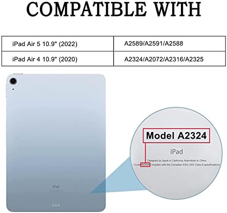 Fxuocza iPad Air 10.9 Case со заштитник на екранот за iPad Air 5-та генерација 2022/iPad Air 4-та генерација 2020, вграден држач