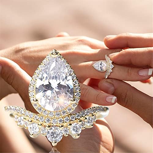 2023 година Нов ангажман круг Циркони жени свадбени прстени накит за накит за жена со целосен дијамантски дами прстен со големина 11
