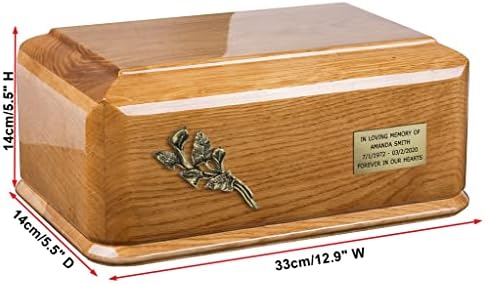 Gregspol Ltd Solid Oak Cremation Urr за уникатен Меморијален погреб Урн за возрасни за човечка пепел