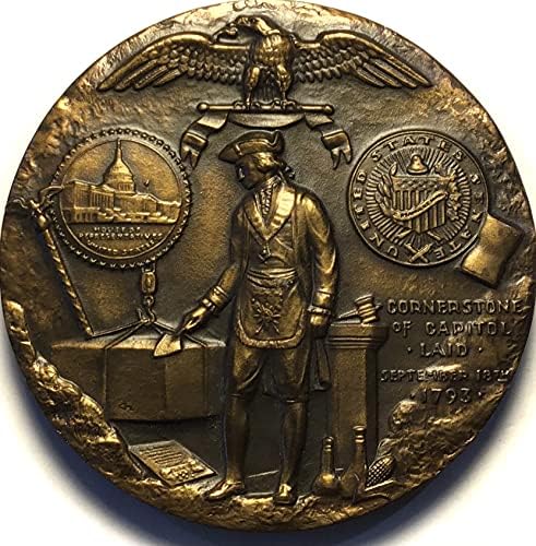 Гроздобер Капитол На Сад Џорџ Вашингтон Поставување Камен-Темелник 1793 2.5 Голем Бронзен Медал
