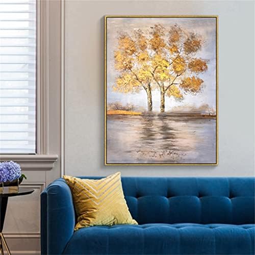 ЛИРУКУН злато листово дрво пејзаж со голема големина масло сликарство wallидно сликарство апстрактна уметност дневна соба дома