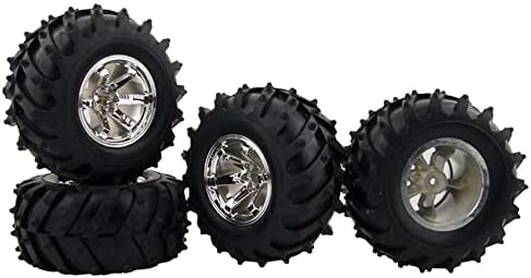 Lafeina 4PCS 1/10 RC Monster Truck Wheel and Tire Set, гумени гуми и пластични тркала за Traxxas himoto hsp Hpi Tamiya Kyosho Monster