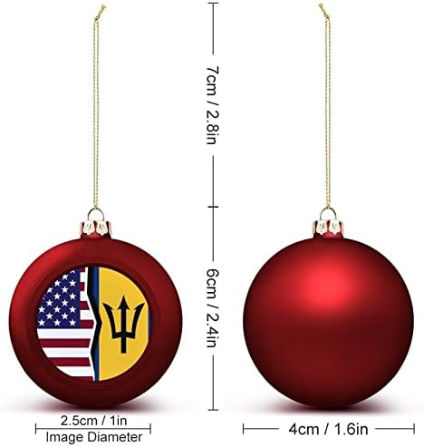 Американско и знаме на знамето на Барбадос, божиќна топка што виси украси Xams Декорација на дрво за празнична забава