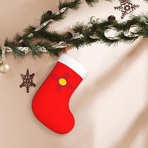 Cutedwarf New Mexico State Flag Cristma Codrings Божиќни украси на дрво Божиќни чорапи за Божиќни празнични забави подароци 18-инчи