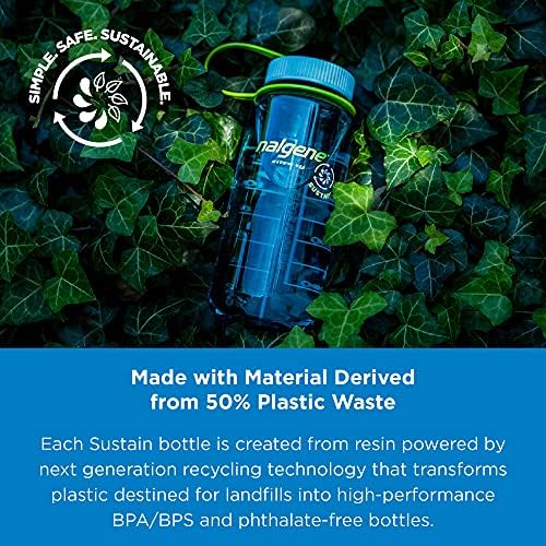 Налген го одржува шише со вода без вода Тритан БПА направено со материјал добиен од 50% пластичен отпад, 16 мл, широка уста