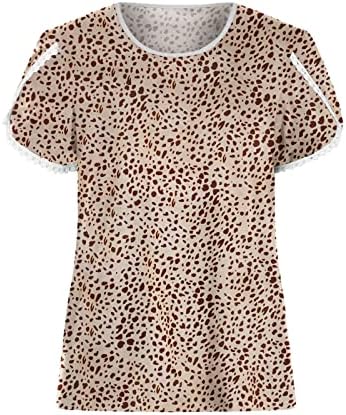 Шарела женски кошули со кратки ракави графички опуштени вклопувани врвови маички со брод вратот бренд пол -точка летни есенски