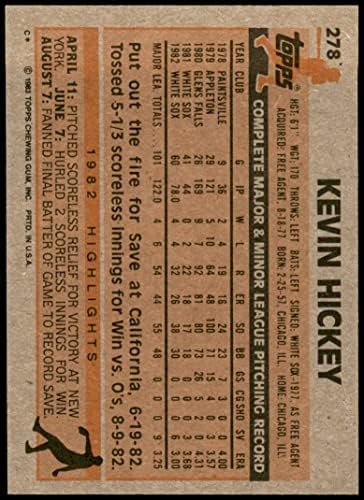 1983 Топпс 278 Кевин Хики Чикаго Вајт Сокс nm/Mt White Sox