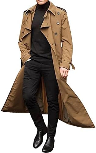 Зимски јакни Ymosrh Mens Manight Longury Luxury Colution Trown Trown Cout долга волна палто со мантили за мажи