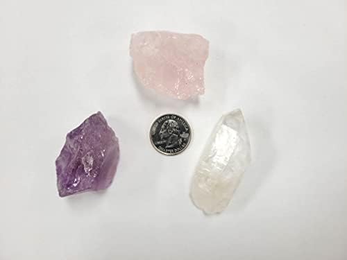MineralUniverse Crystal Crystal Trio Set - аметист кристал, кристал од роза кварц, кварц кристална точка - сет на кристални