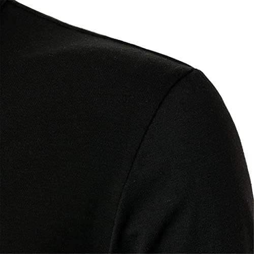 XZHDD долги ракави Поло кошули за мажи, предниот дел на копчето за влечење на вратот на вратот се спуштаат врвови со ленти за лепенка, обична